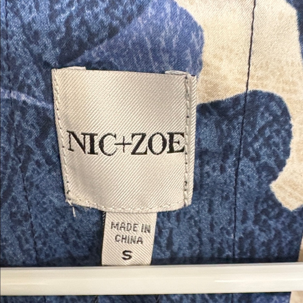 NWT NIC+ZOE Abstract Print Billow Shirt Dress Black Blue White Size S - Picture 5 of 11